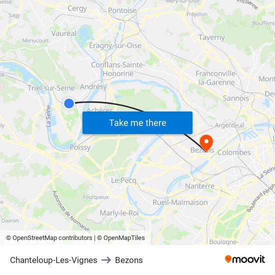 Chanteloup-Les-Vignes to Bezons map