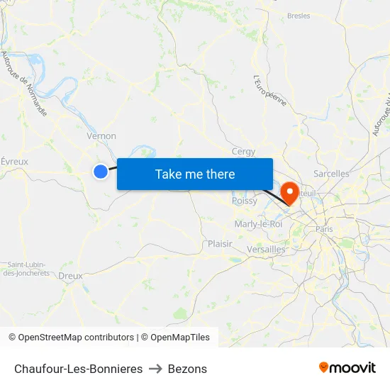 Chaufour-Les-Bonnieres to Bezons map