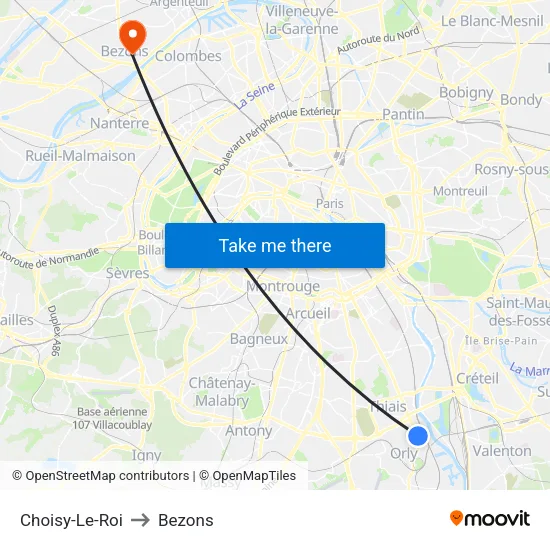 Choisy-Le-Roi to Bezons map