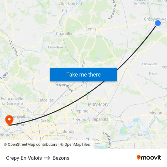 Crepy-En-Valois to Bezons map