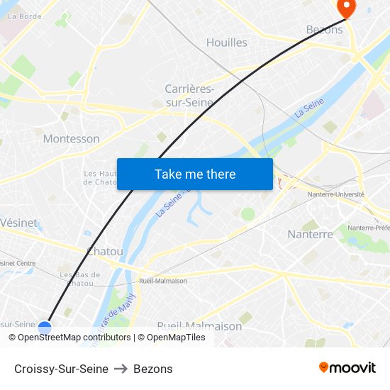 Croissy-Sur-Seine to Bezons map