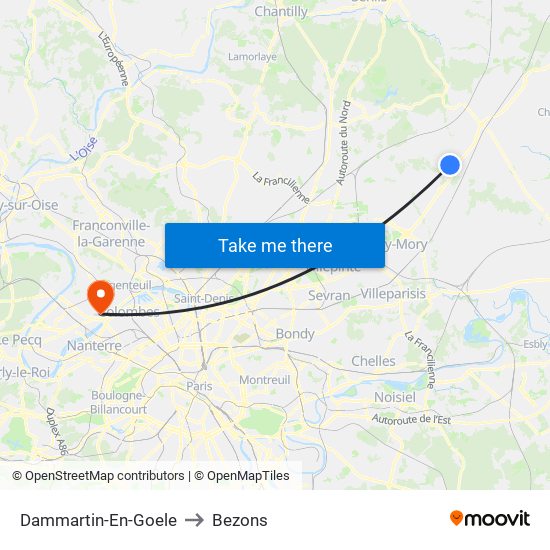 Dammartin-En-Goele to Bezons map