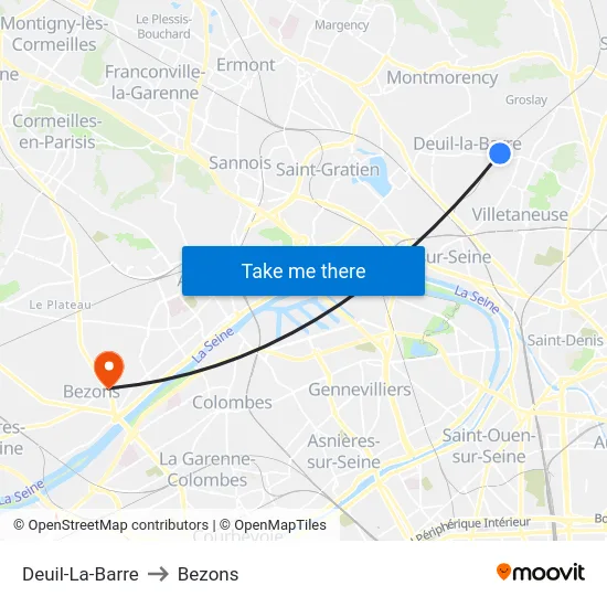 Deuil-La-Barre to Bezons map