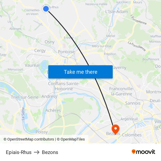 Epiais-Rhus to Bezons map