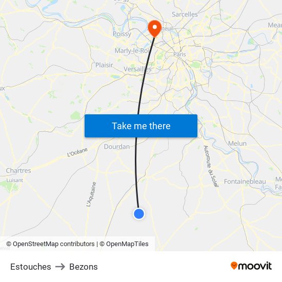 Estouches to Bezons map