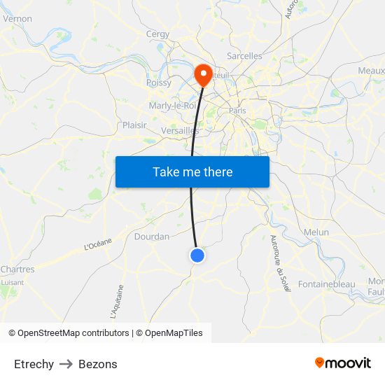 Etrechy to Bezons map