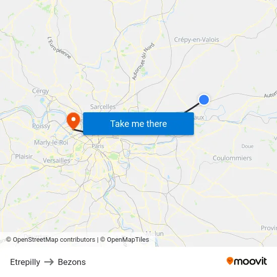 Etrepilly to Bezons map