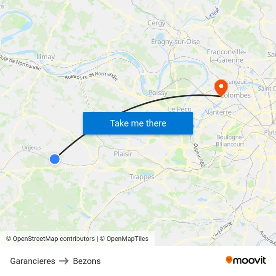 Garancieres to Bezons map