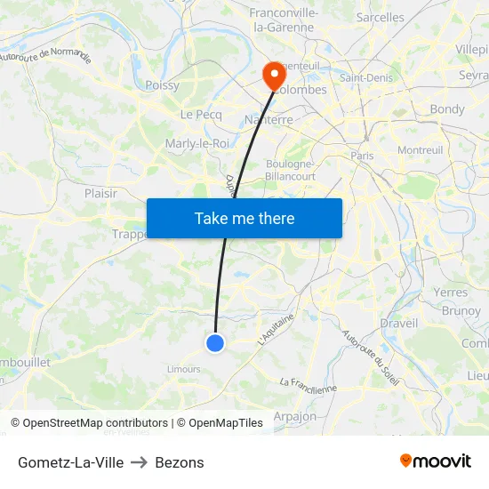 Gometz-La-Ville to Bezons map