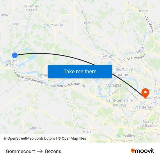 Gommecourt to Bezons map