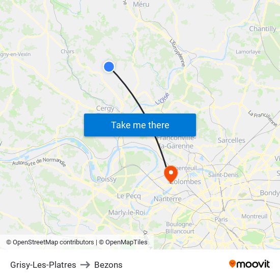 Grisy-Les-Platres to Bezons map