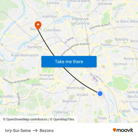 Ivry-Sur-Seine to Bezons map