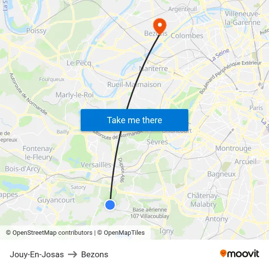 Jouy-En-Josas to Bezons map