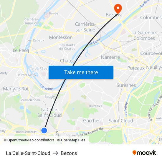 La Celle-Saint-Cloud to Bezons map