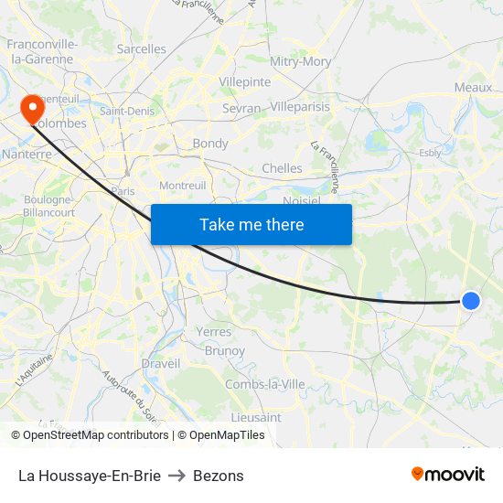 La Houssaye-En-Brie to Bezons map