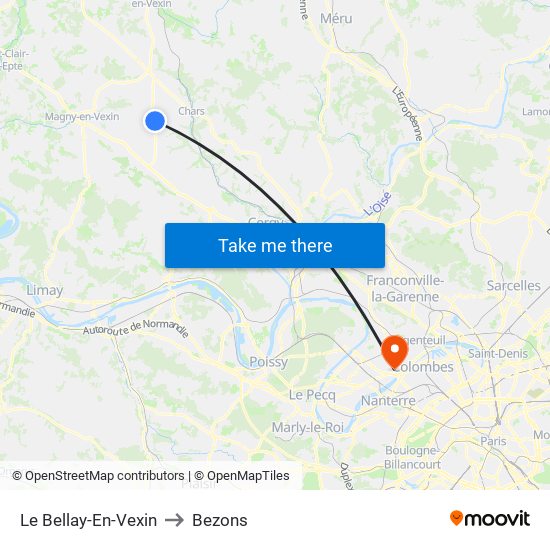 Le Bellay-En-Vexin to Bezons map