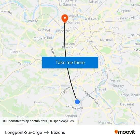 Longpont-Sur-Orge to Bezons map