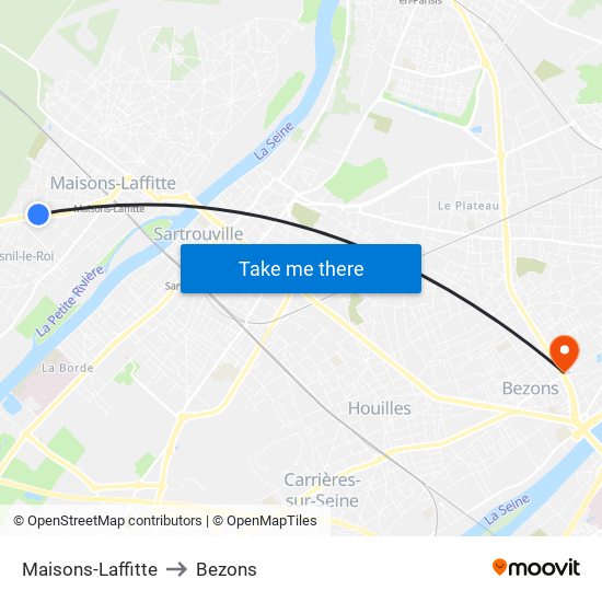 Maisons-Laffitte to Bezons map