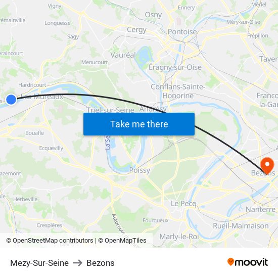 Mezy-Sur-Seine to Bezons map