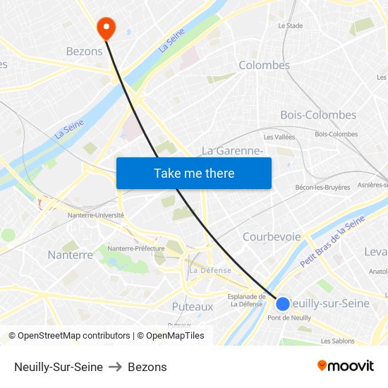 Neuilly-Sur-Seine to Bezons map