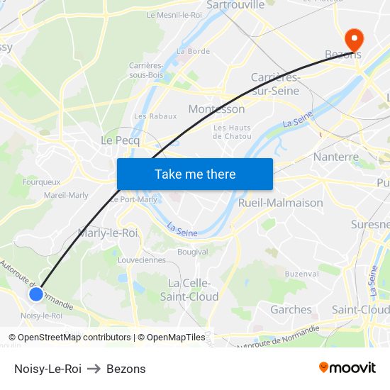 Noisy-Le-Roi to Bezons map