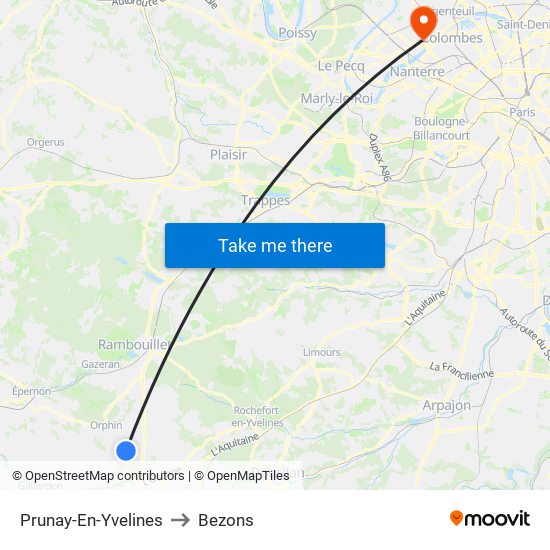Prunay-En-Yvelines to Bezons map