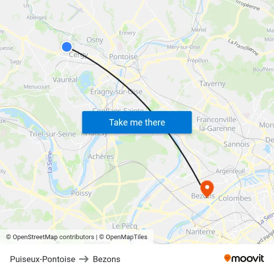 Puiseux-Pontoise to Bezons map