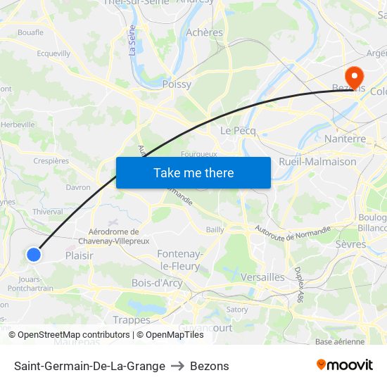 Saint-Germain-De-La-Grange to Bezons map