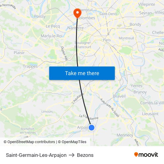 Saint-Germain-Les-Arpajon to Bezons map