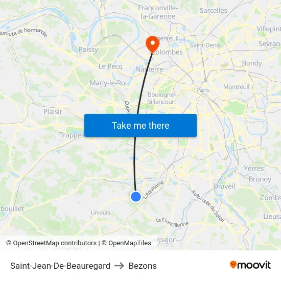 Saint-Jean-De-Beauregard to Bezons map