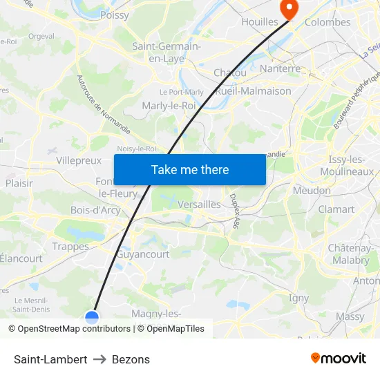 Saint-Lambert to Bezons map