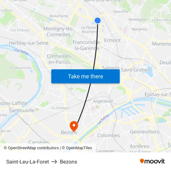 Saint-Leu-La-Foret to Bezons map