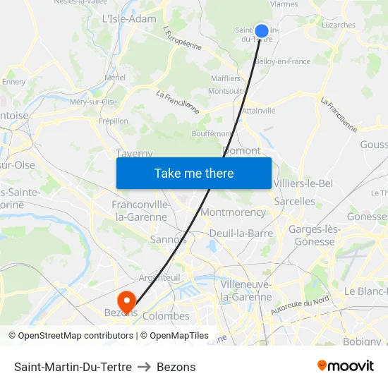 Saint-Martin-Du-Tertre to Bezons map