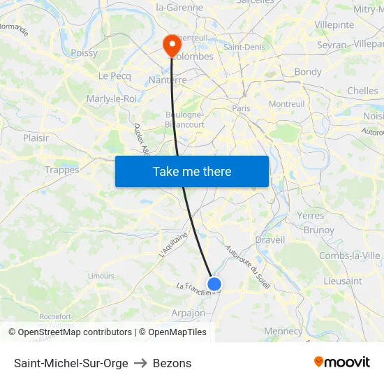 Saint-Michel-Sur-Orge to Bezons map
