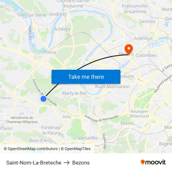 Saint-Nom-La-Breteche to Bezons map
