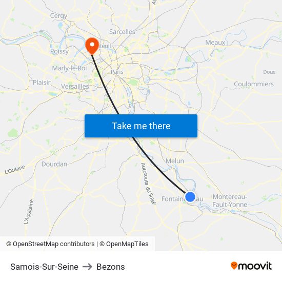 Samois-Sur-Seine to Bezons map