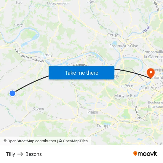 Tilly to Bezons map
