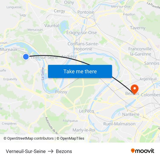 Verneuil-Sur-Seine to Bezons map