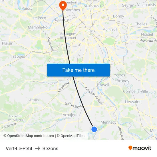 Vert-Le-Petit to Bezons map