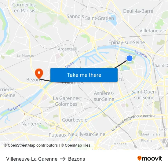 Villeneuve-La-Garenne to Bezons map