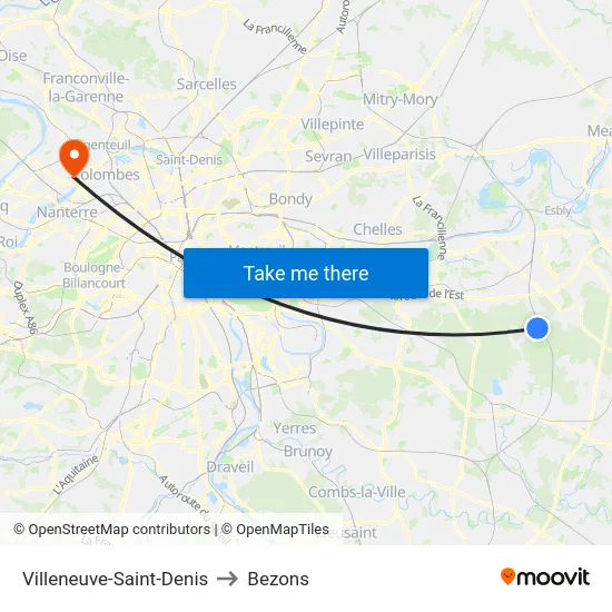 Villeneuve-Saint-Denis to Bezons map