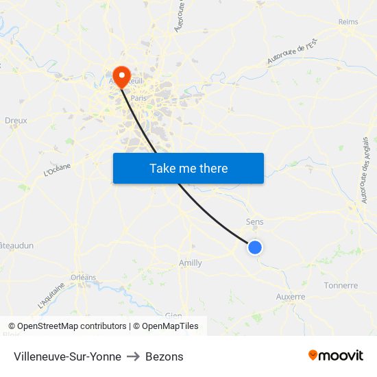 Villeneuve-Sur-Yonne to Bezons map