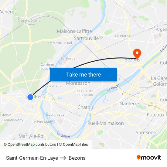 Saint-Germain-En-Laye to Bezons map