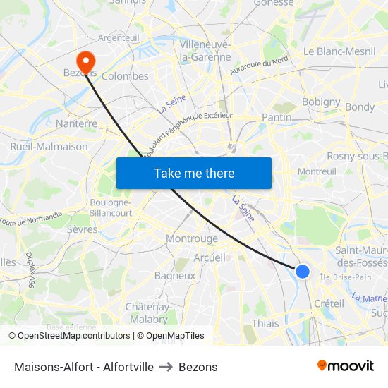 Maisons-Alfort - Alfortville to Bezons map