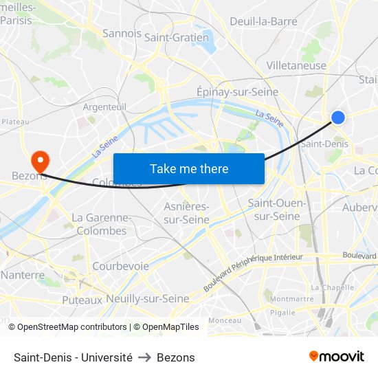 Saint-Denis - Université to Bezons map