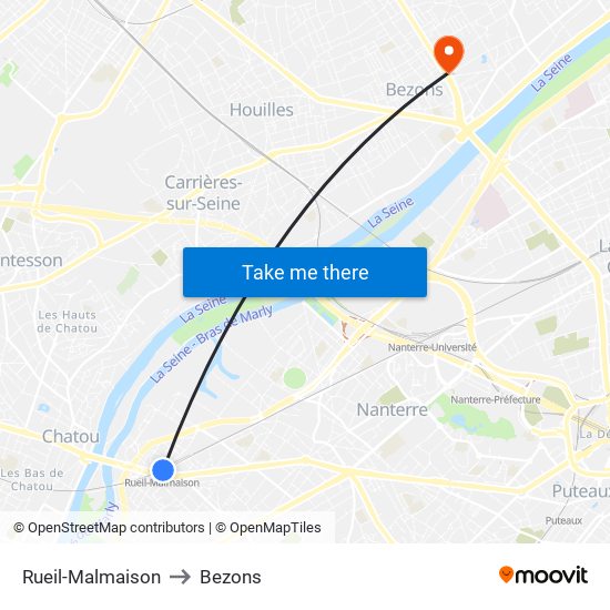 Rueil-Malmaison to Bezons map