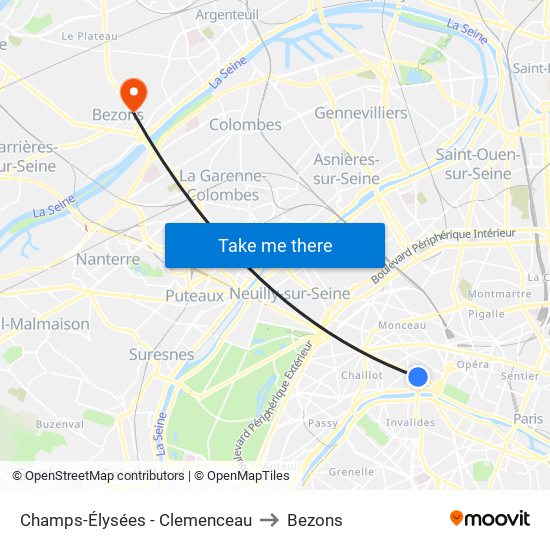 Champs-Élysées - Clemenceau to Bezons map