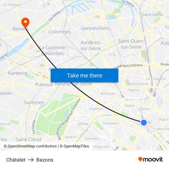 Châtelet to Bezons map