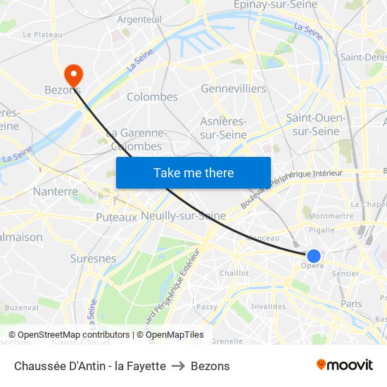 Chaussée D'Antin - la Fayette to Bezons map