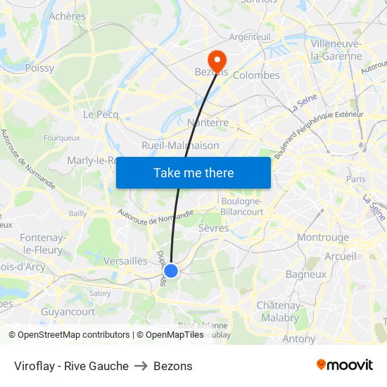 Viroflay - Rive Gauche to Bezons map